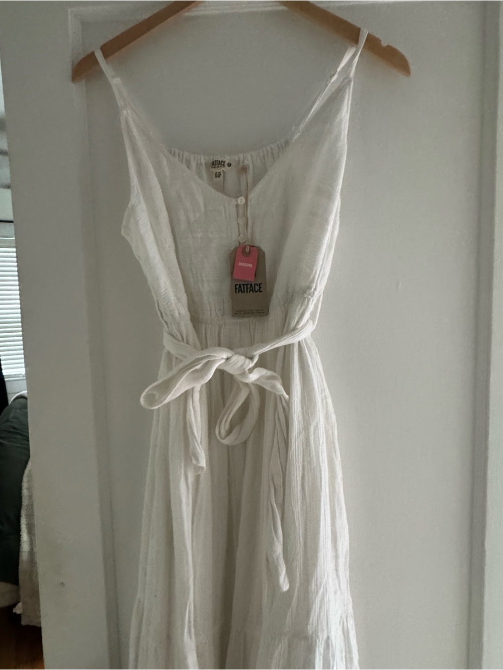 Fat Face White Linen Tie-Waist Maxi Dress - Picture 2 of 6
